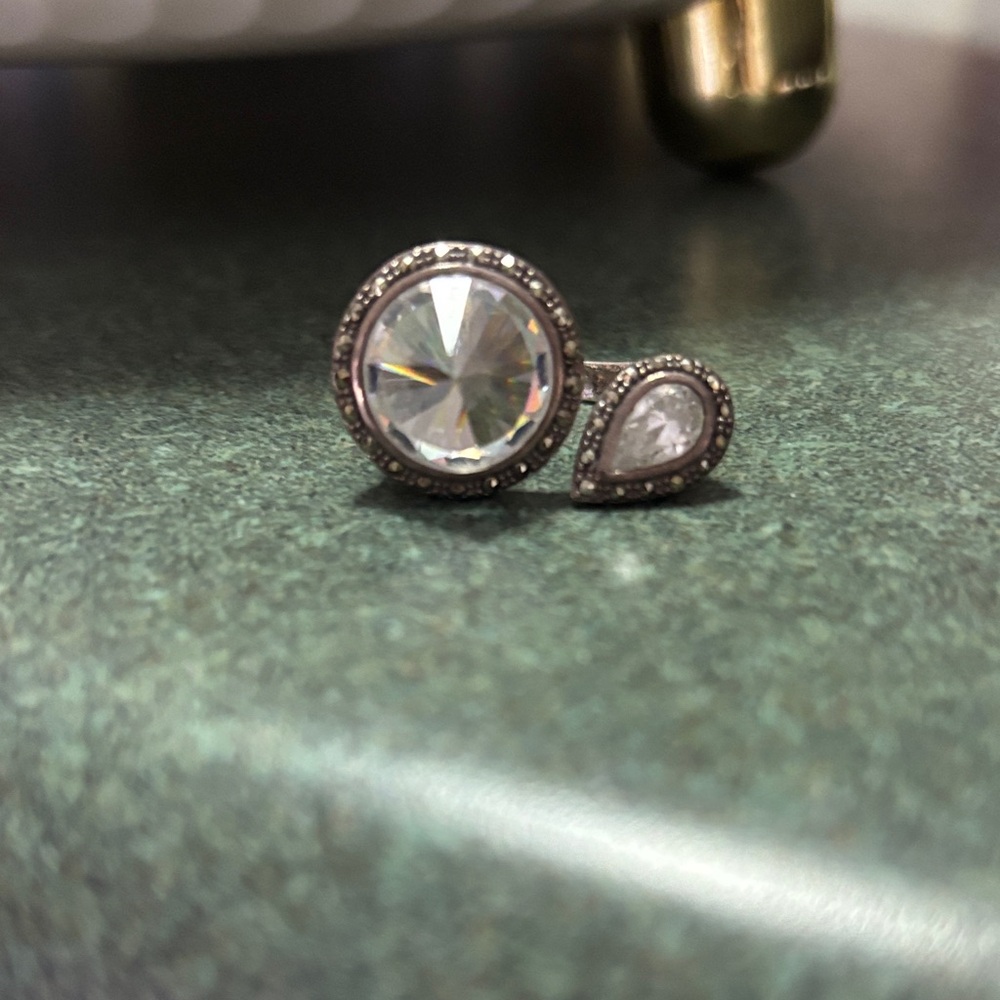 Swarovski Crystal and Marcasite Sterling Silver Women's Ring